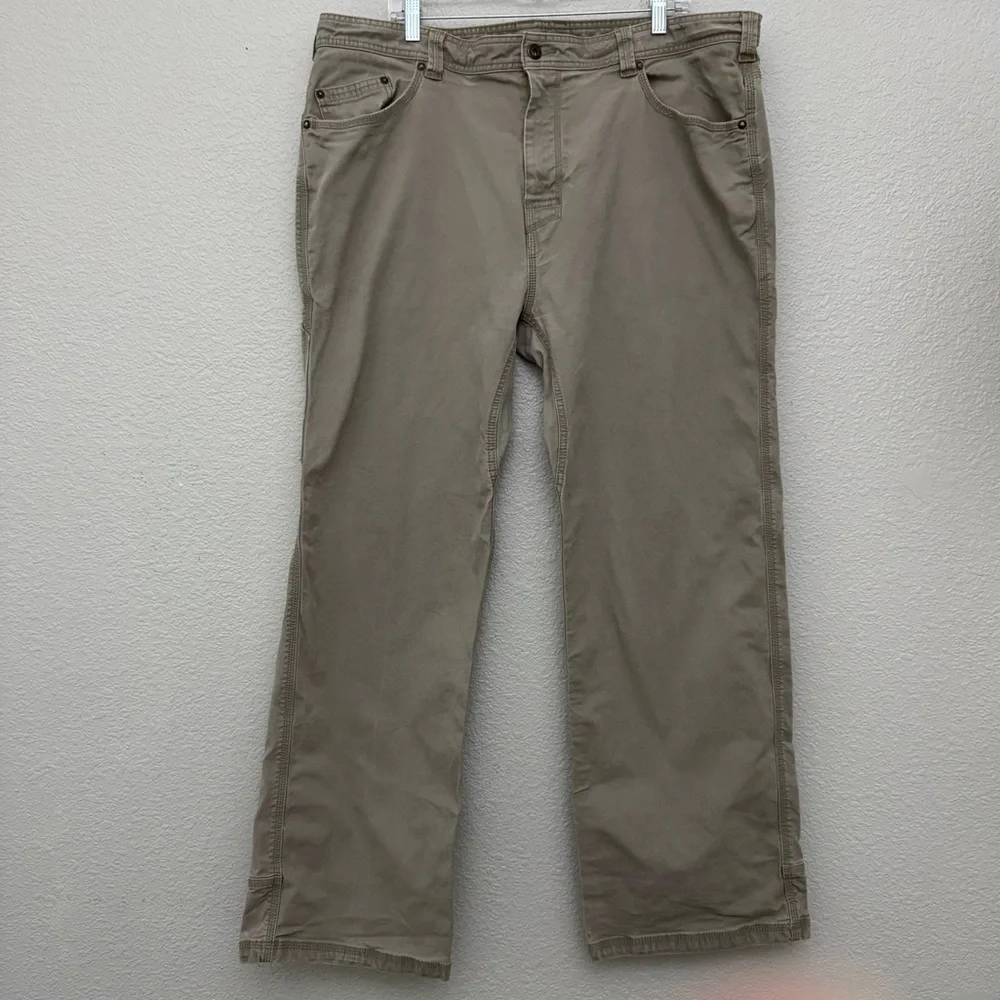 Prana Bronson Pants 42x32 Khaki Organic Cotton Canvas